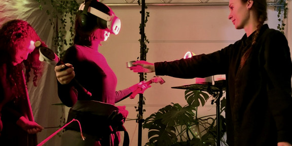 A study participant embodying a tree in VR, enhanced with multisensory stimuli.